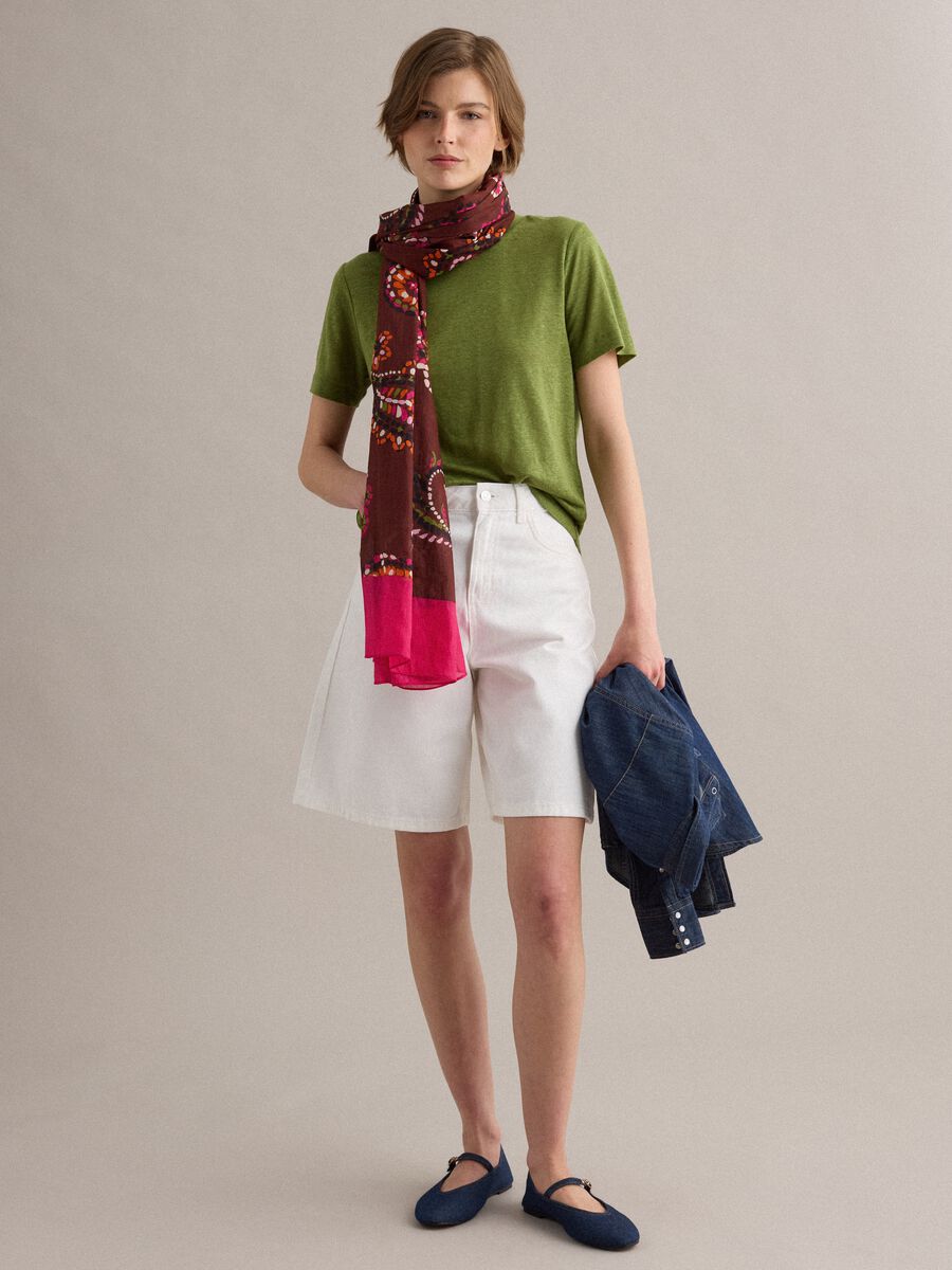 Green pure linen short-sleeve T-shirt, regular fit_2