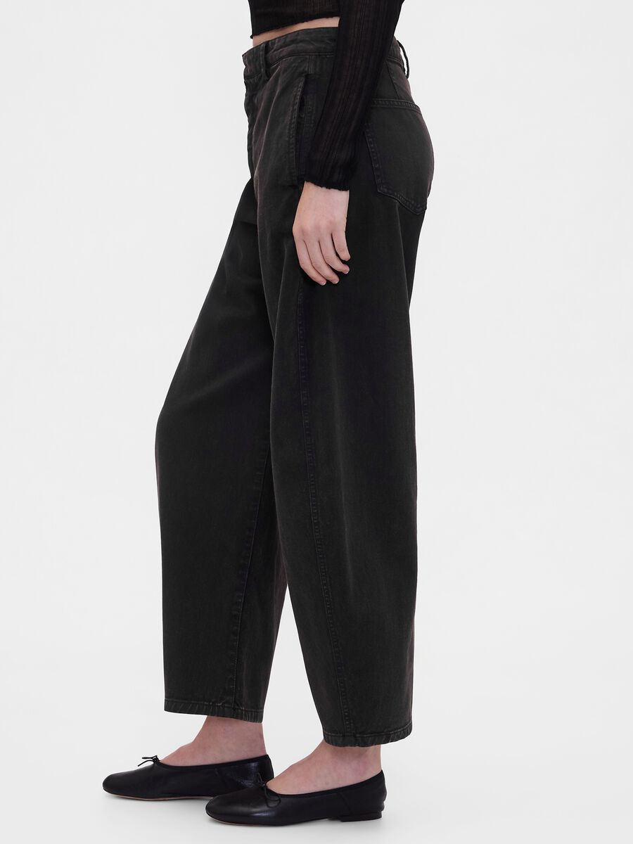 Pantaloni neri ampi in cotone_3