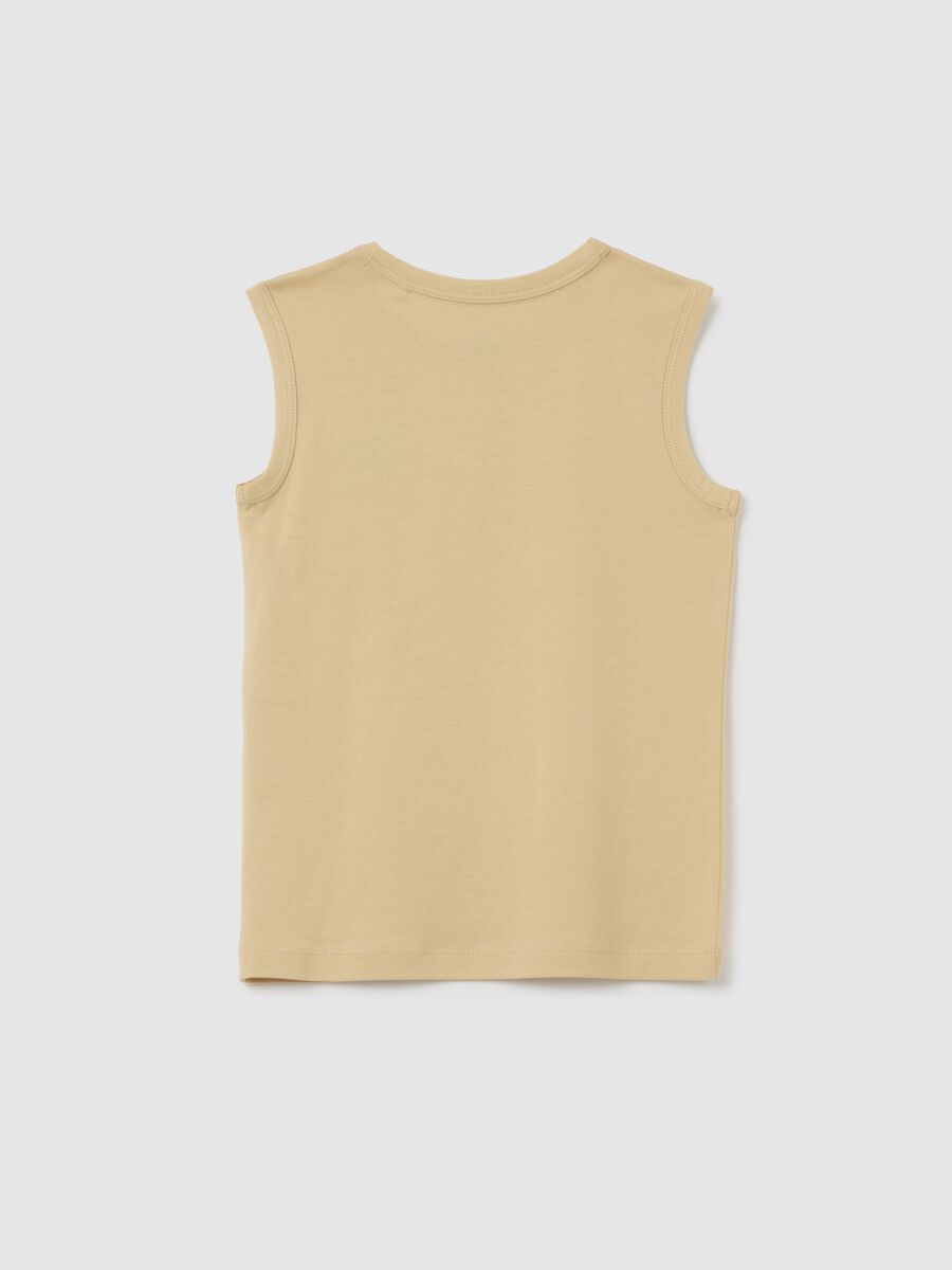 Canotta da bambino in puro cotone beige regular fit_1