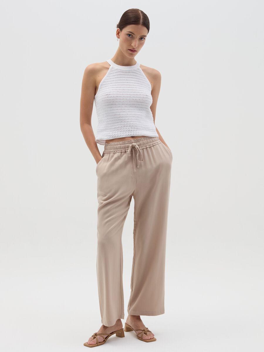 Jogger trousers in viscose with drawstring_0