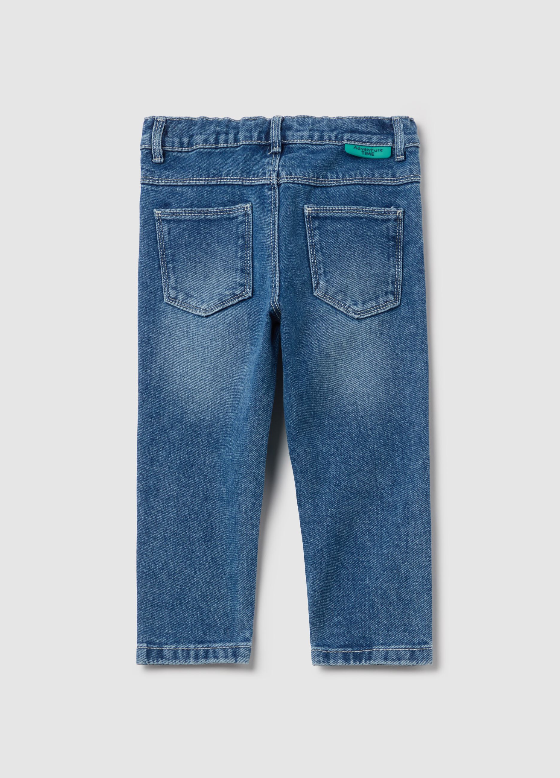 Jeans cinque tasche con stampa coccodrilli 