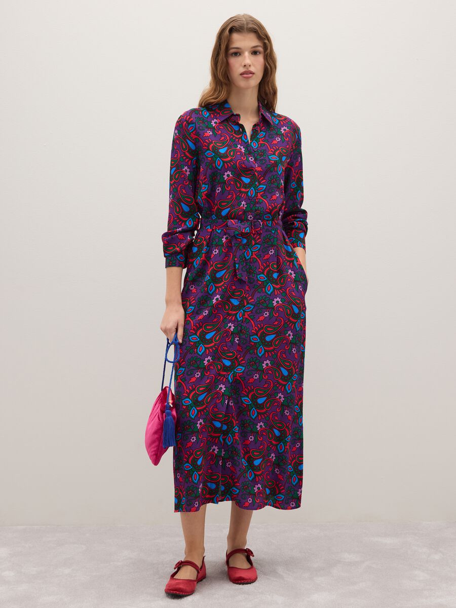 Multicolour dress with long sleeves and buttons_1
