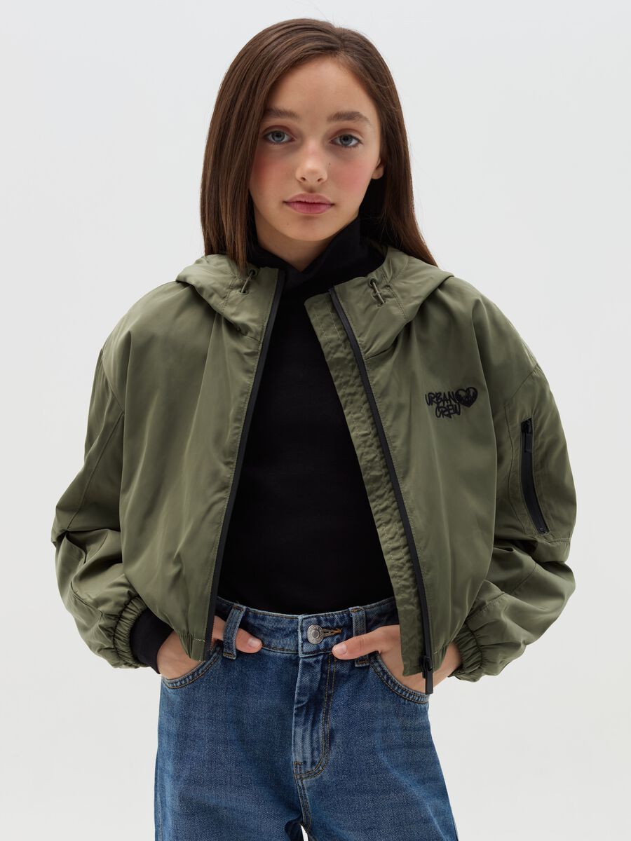 Crop jacket with &ldquo;Urban Crew&rdquo; embroidery_0