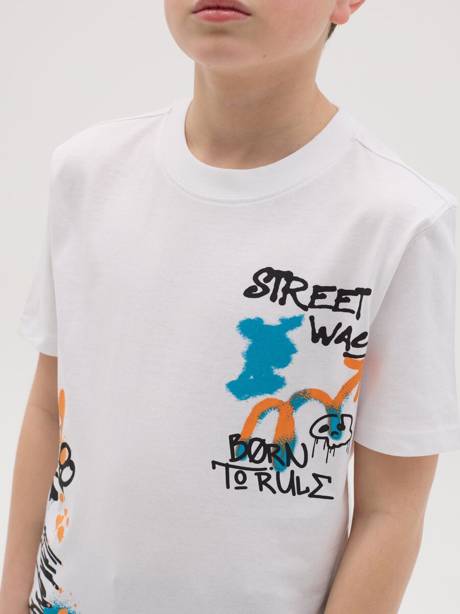 T-shirt in cotone con stampa lettering _1