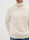 Beige Regular Fit Roll Neck Jumper with Jacquard Pattern_3