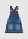 Pinafore in denim with hearts embroidery_0