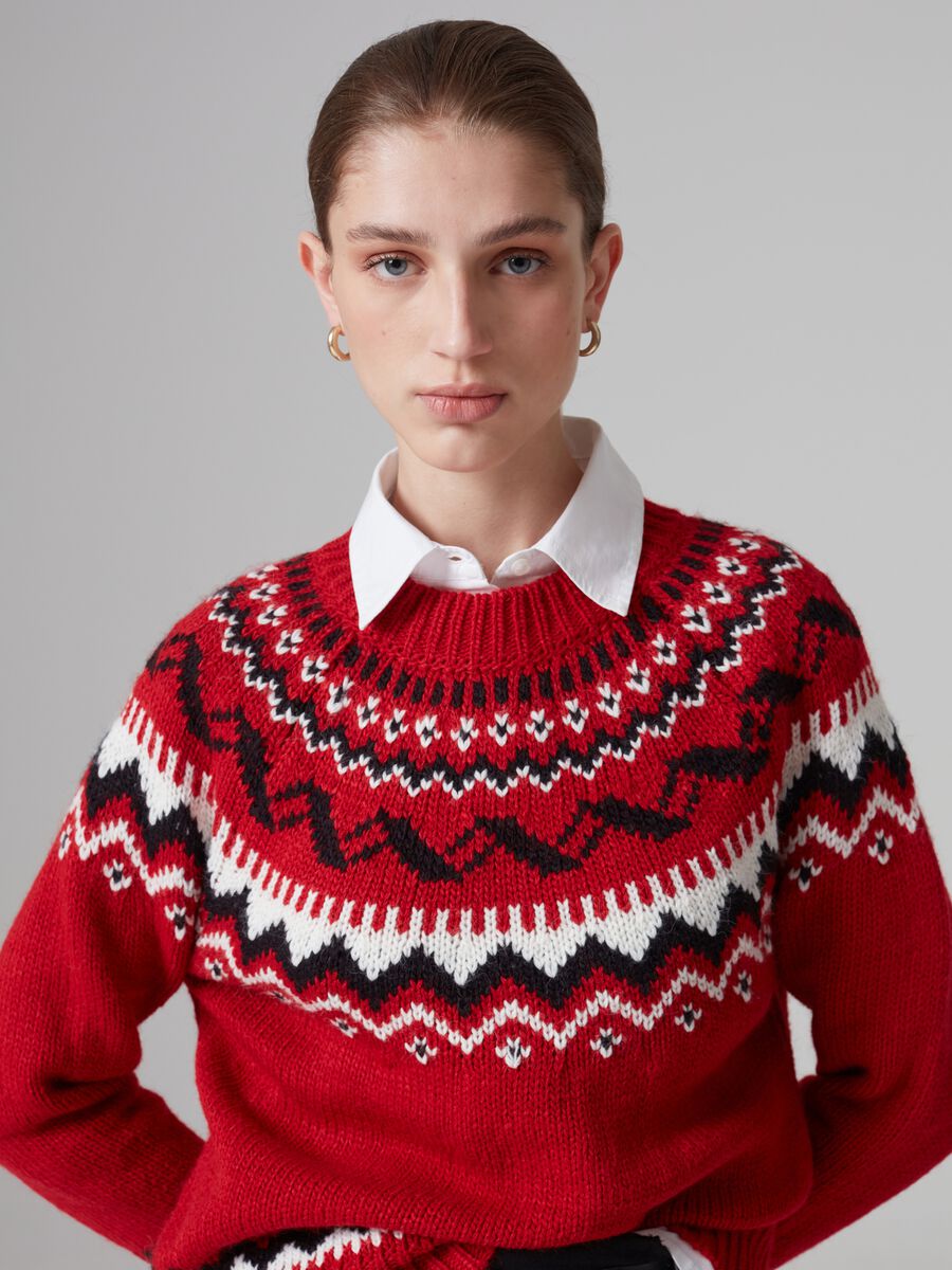 Pullover con disegno norvegese jacquard_1