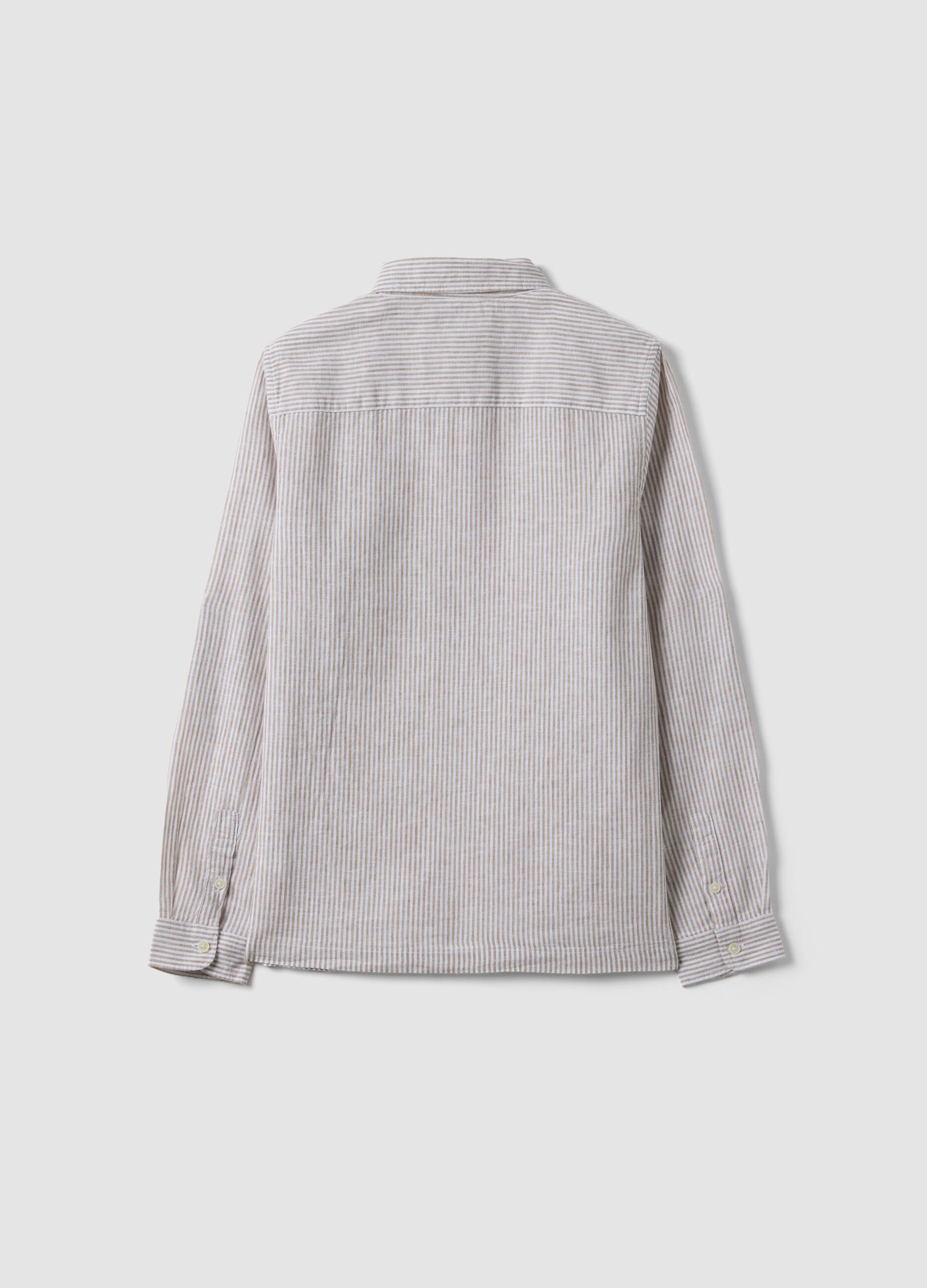 Boy's regular fit multicolour striped linen blend shirt