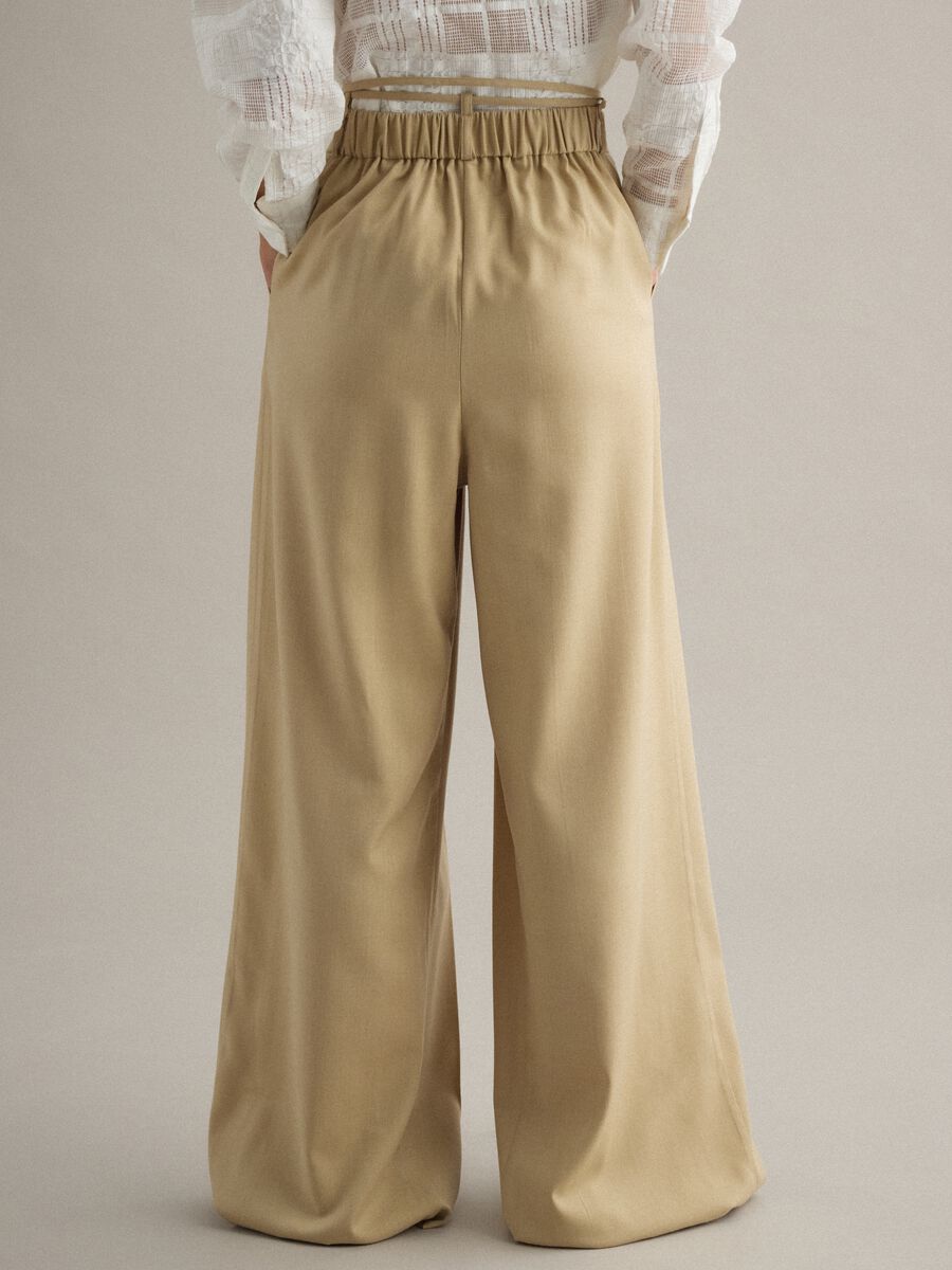 Pantaloni flare in misto viscosa beige_3