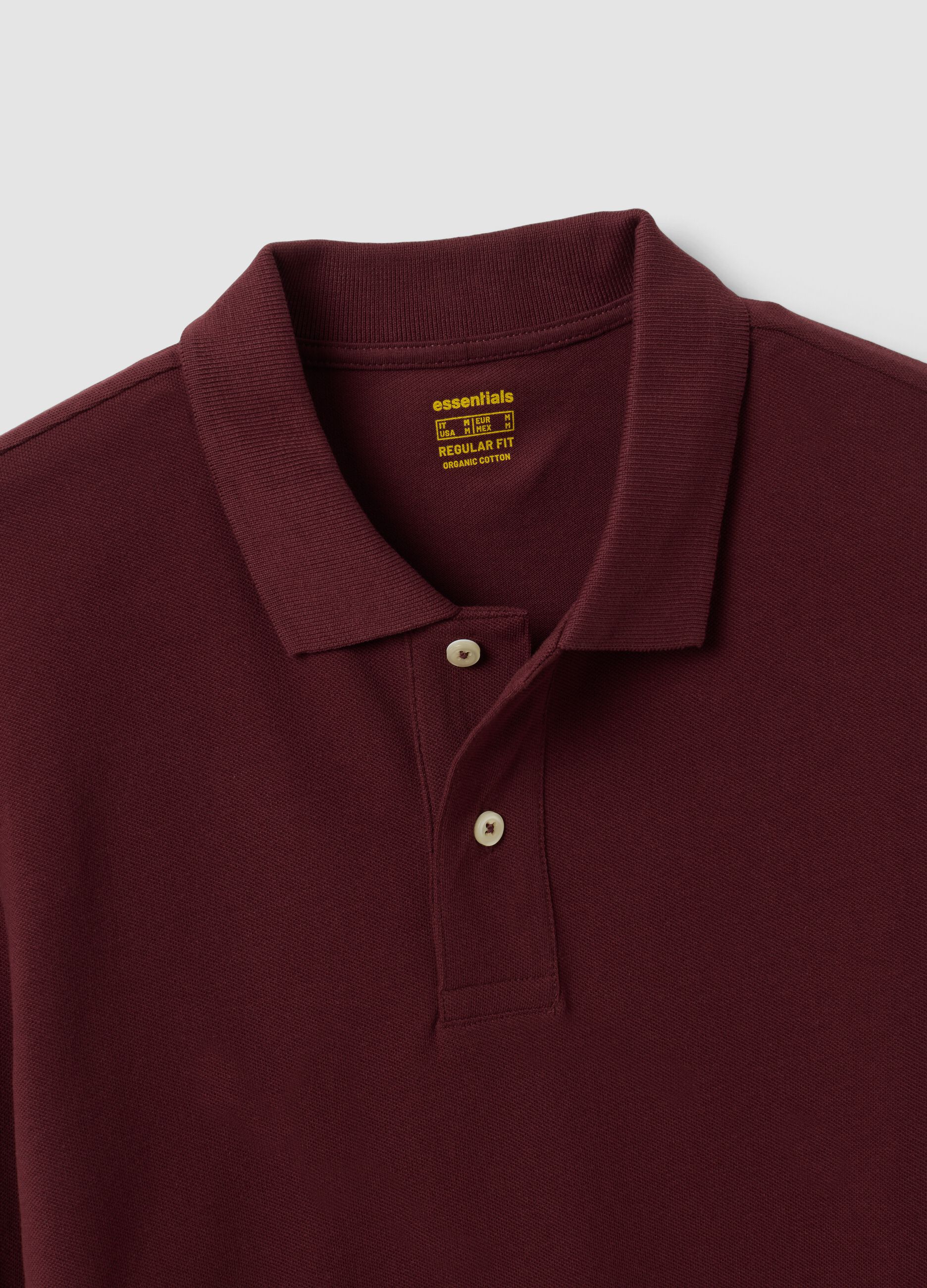 Men&rsquo;s red long-sleeve organic cotton piqu&eacute; polo shirt, regular fit
