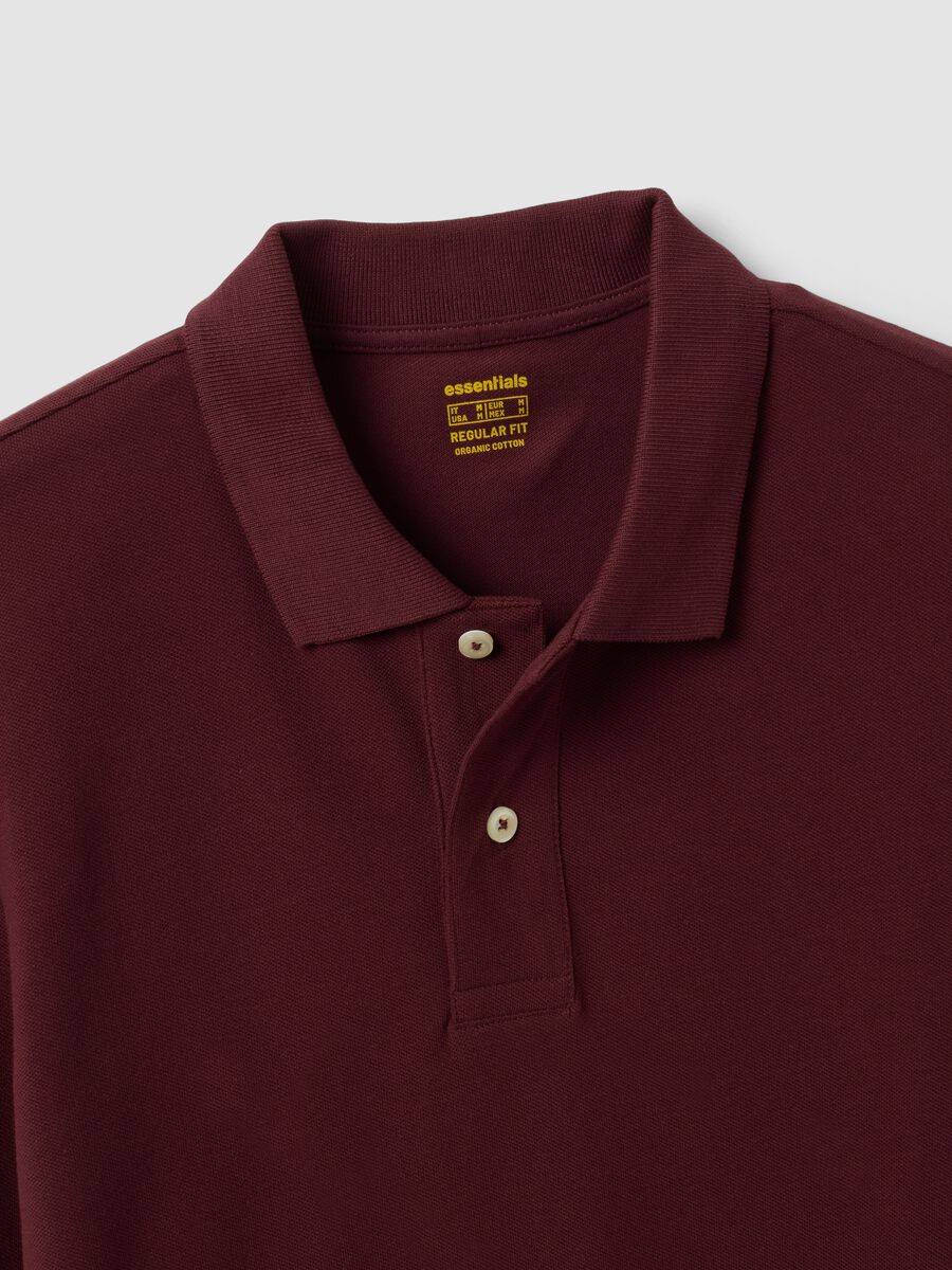 Polo rossa in piquet di puro cotone organico a maniche lunghe regular fit_2