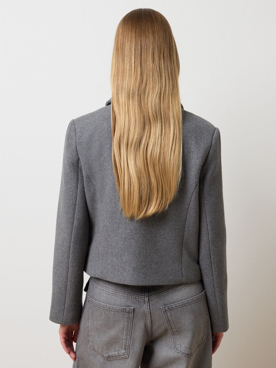 Grey tweed blazer with regular fit_2