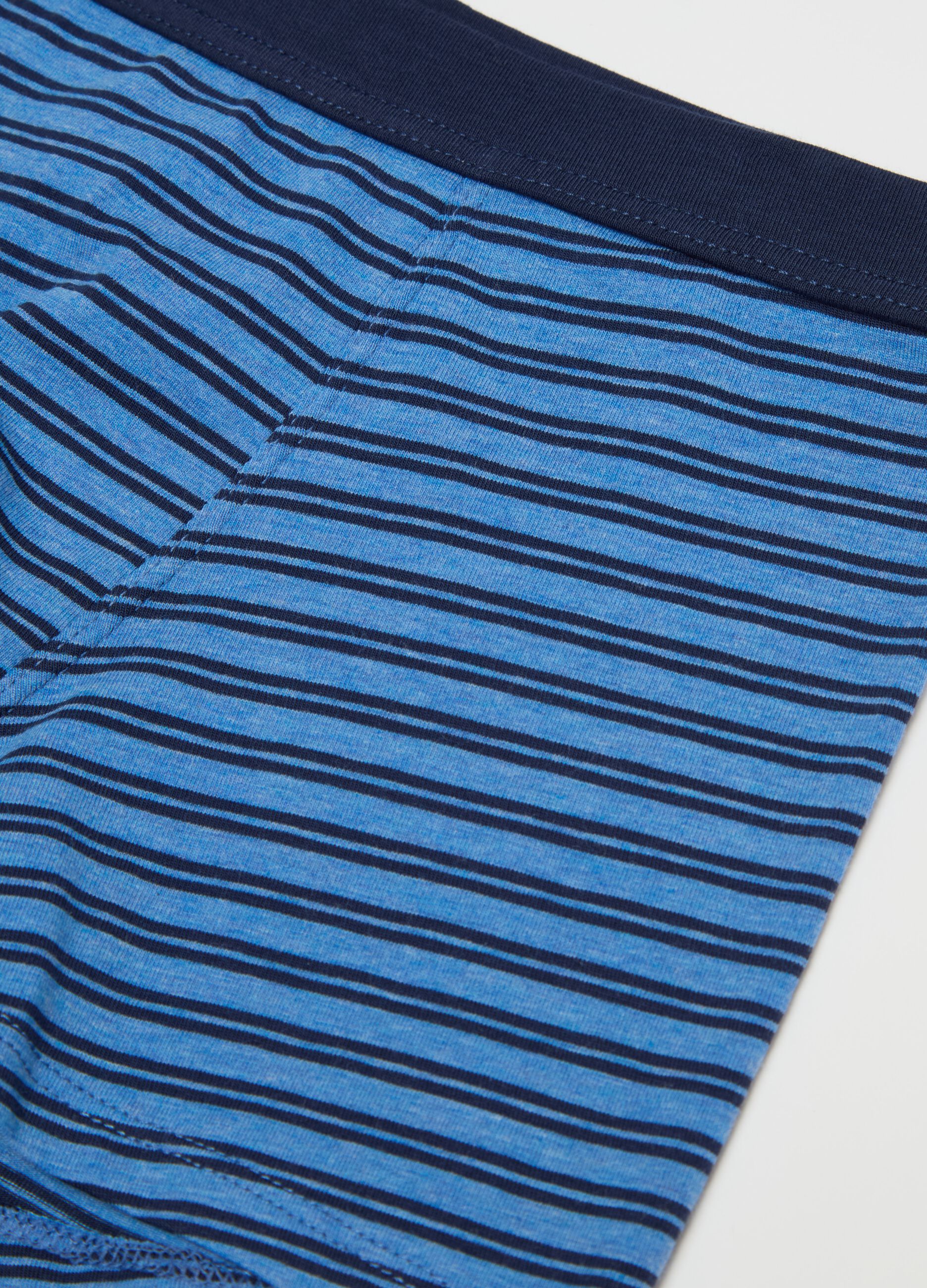 Striped midi boxer shorts in stretch cotton