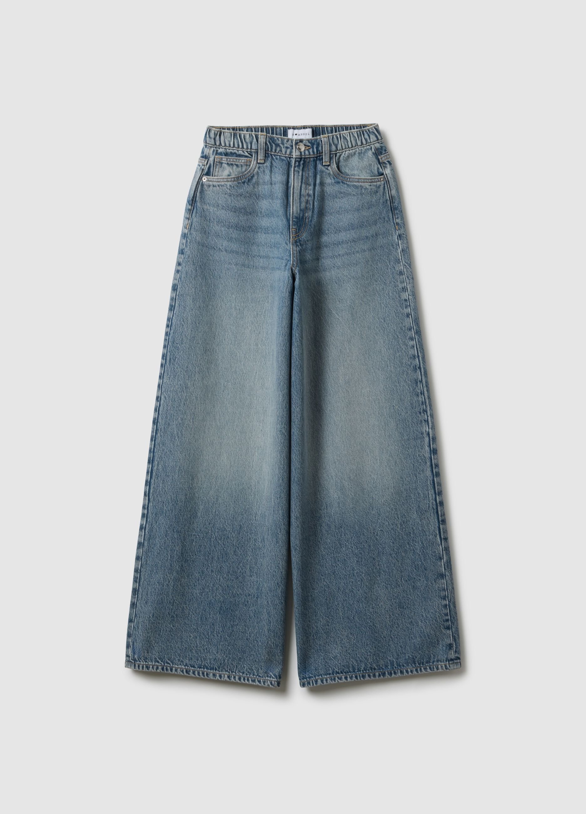 Pure Cotton Blue Wide Leg Denim Jeans