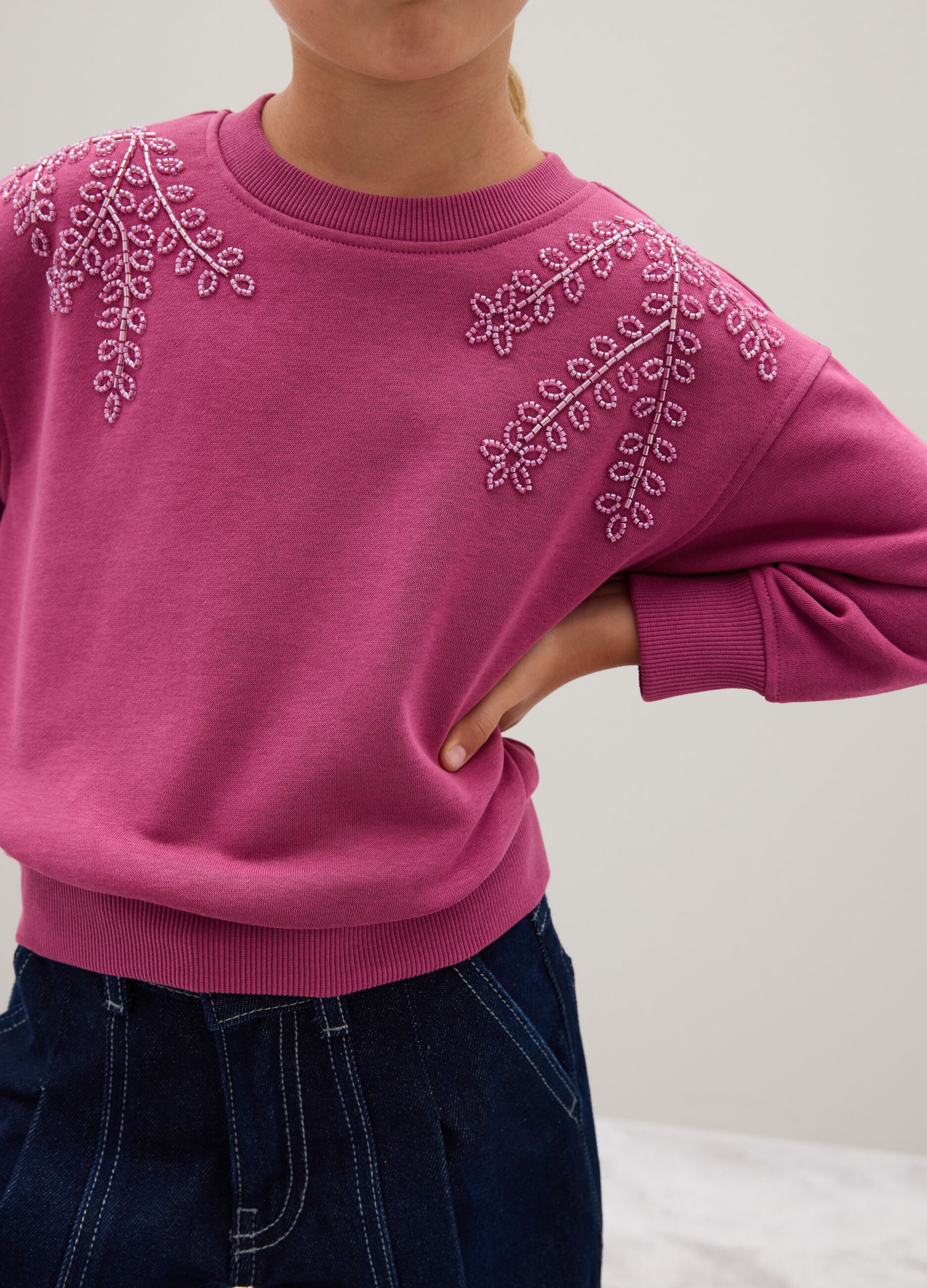 Felpa da bambina in misto cotone multicolor oversize