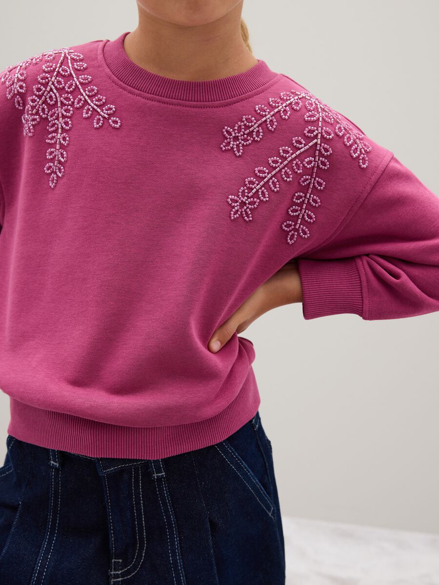 Felpa da bambina in misto cotone multicolor oversize_2