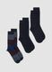 Three-pack of short socks in dark brown, royal blue, ecru and ochre yellow stretch organic cotton_0