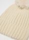 Beige girl's hat with pom-pom_1