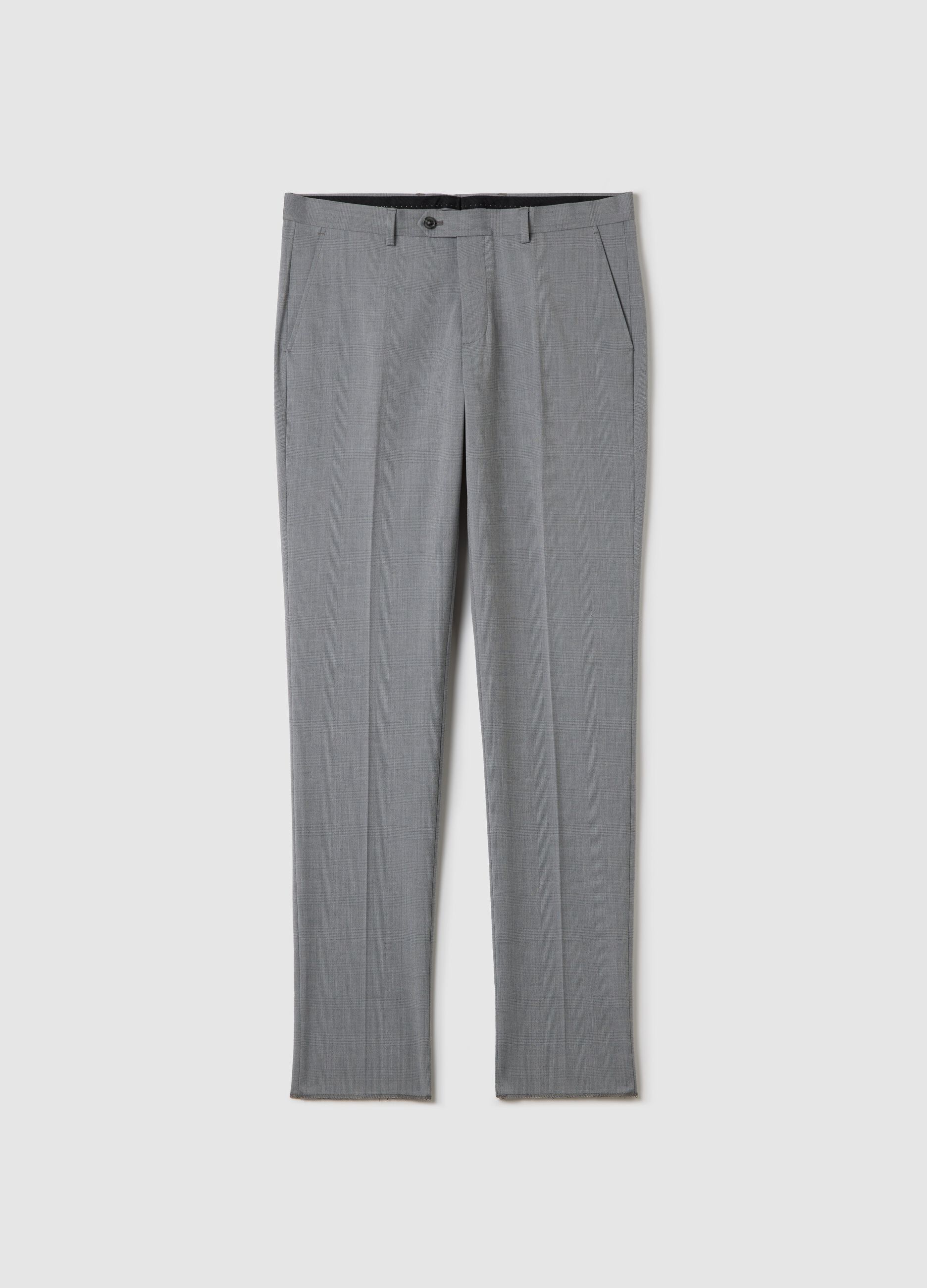Slim-fit tailored trousers in Prince of Wales
