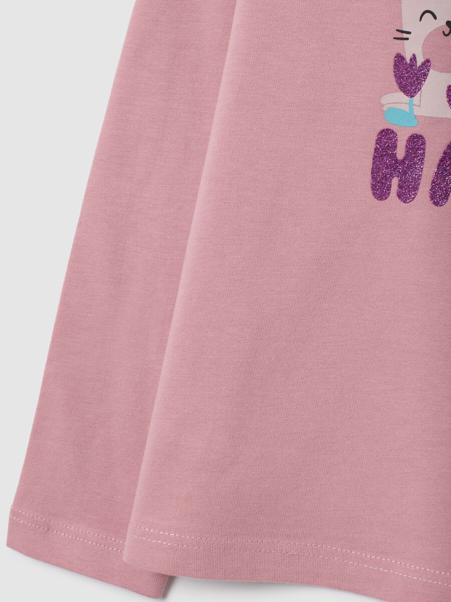 Girl's pink stretch cotton blend t-shirt regular fit_3