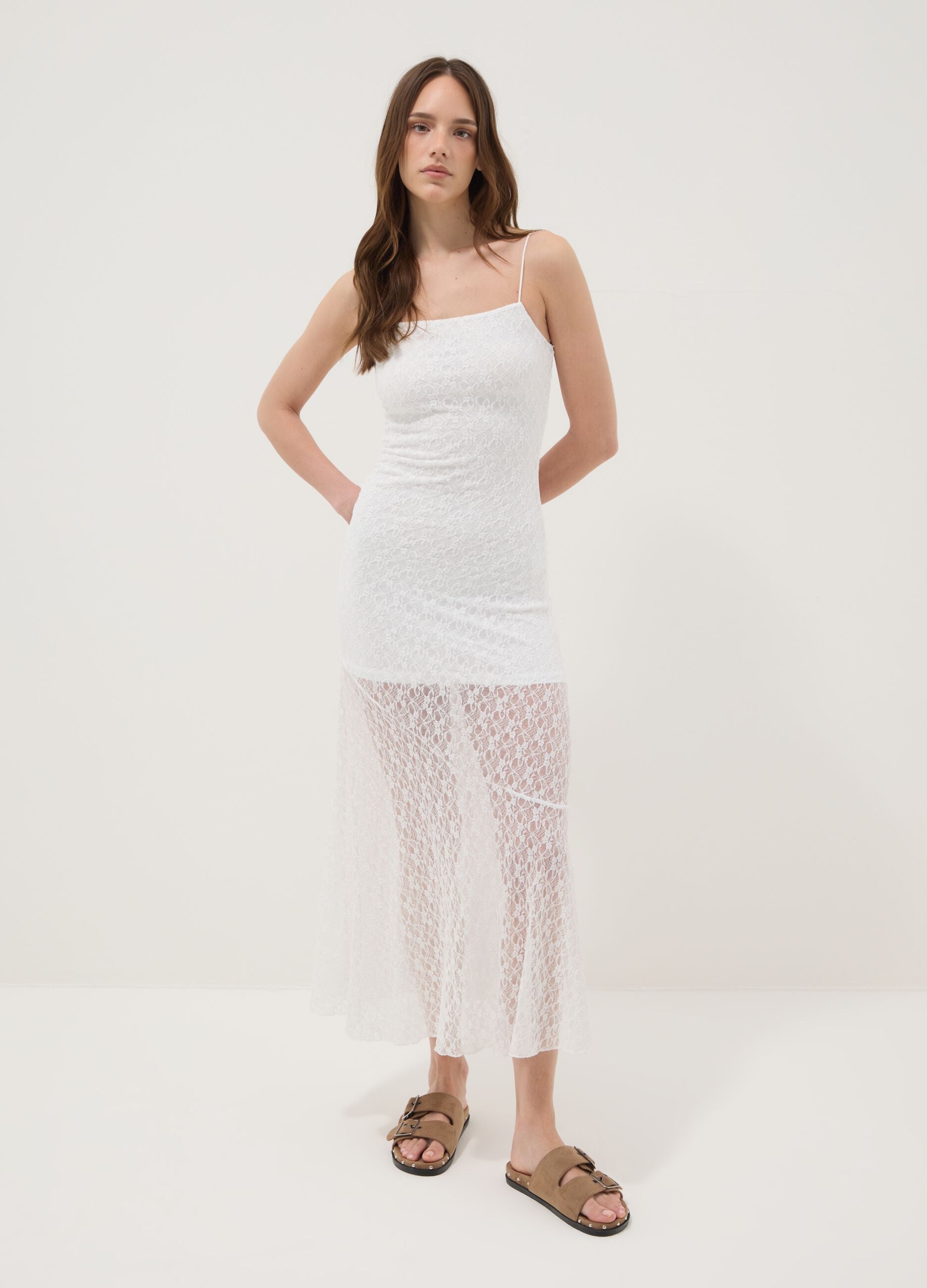 White midi dress in stretch fabric