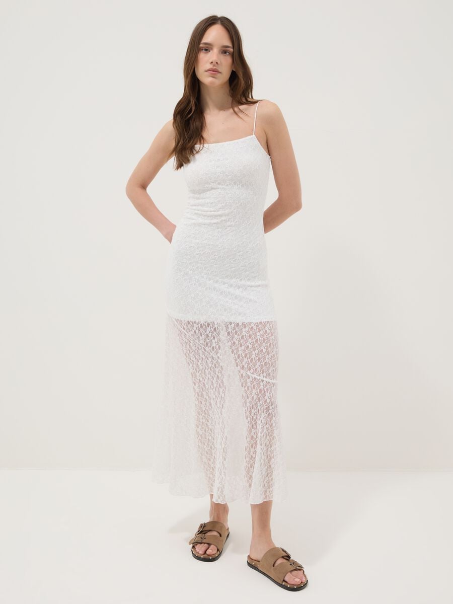White midi dress in stretch fabric_0