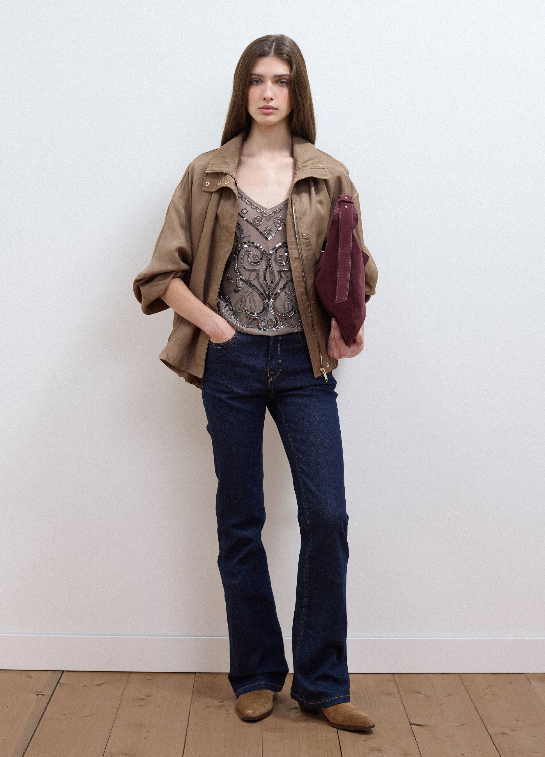 Blue stretch-cotton bootcut jeans