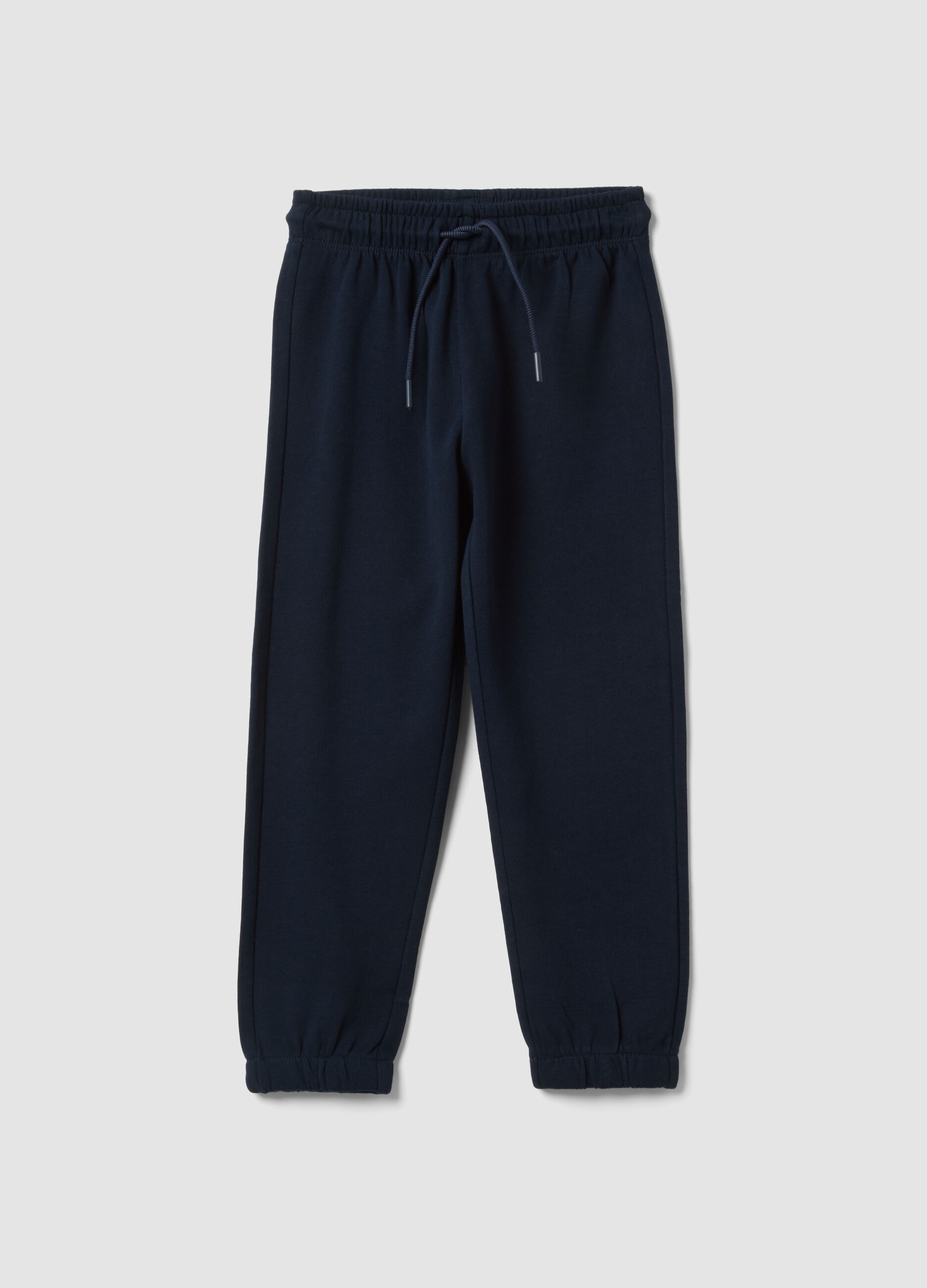 Children's regular fit blue pure cotton jogger trousers