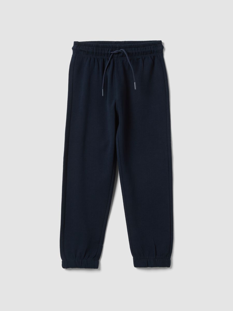 Children's regular fit blue pure cotton jogger trousers_0