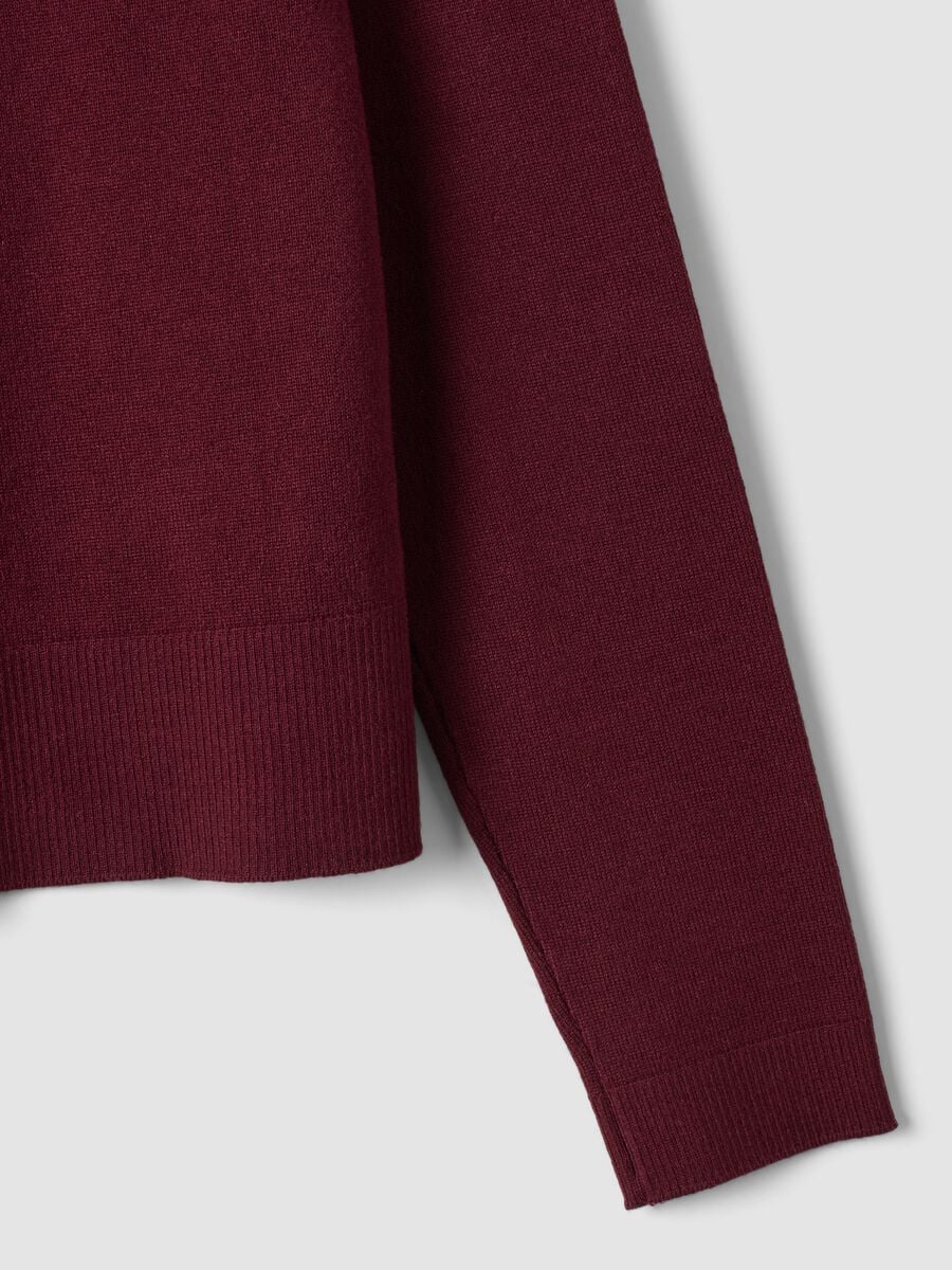 Maglia rossa in misto viscosa con colletto polo regular fit_5