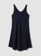 Blue linen-viscose blend midi dress with V-neck and regular fit_4