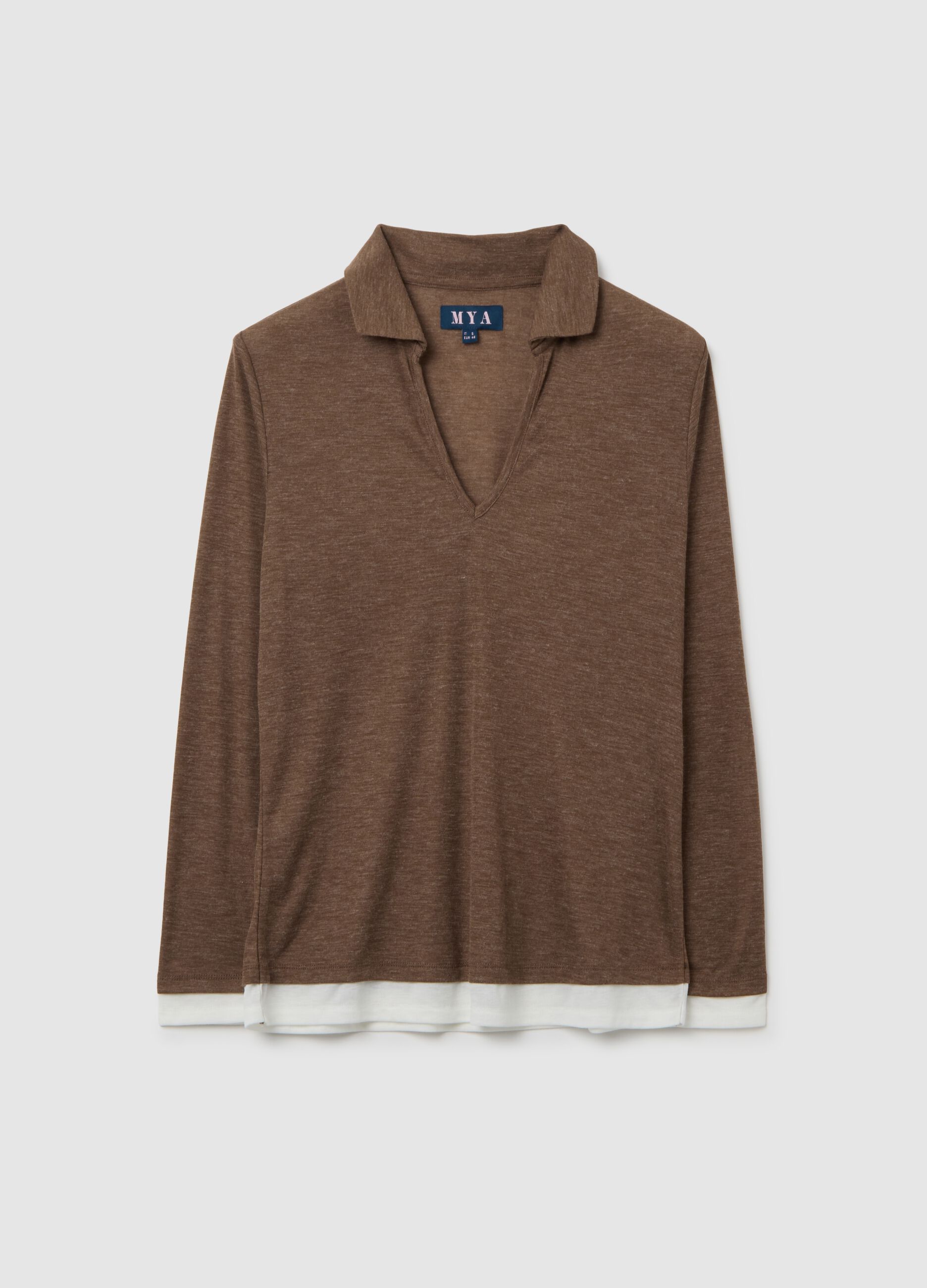 Brown regular fit V-neck sweater