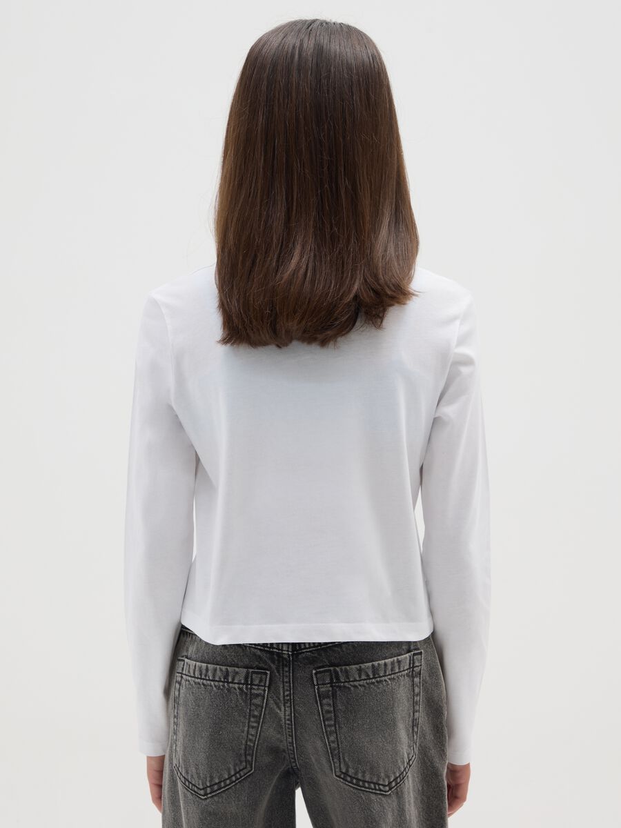 Maglia da ragazza in puro cotone bianca regular fit_1