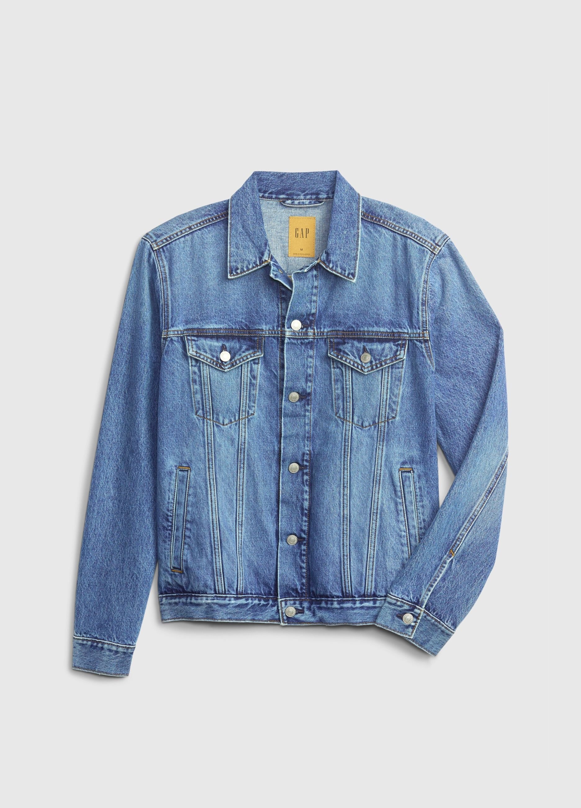 Short acid wash denim jacket