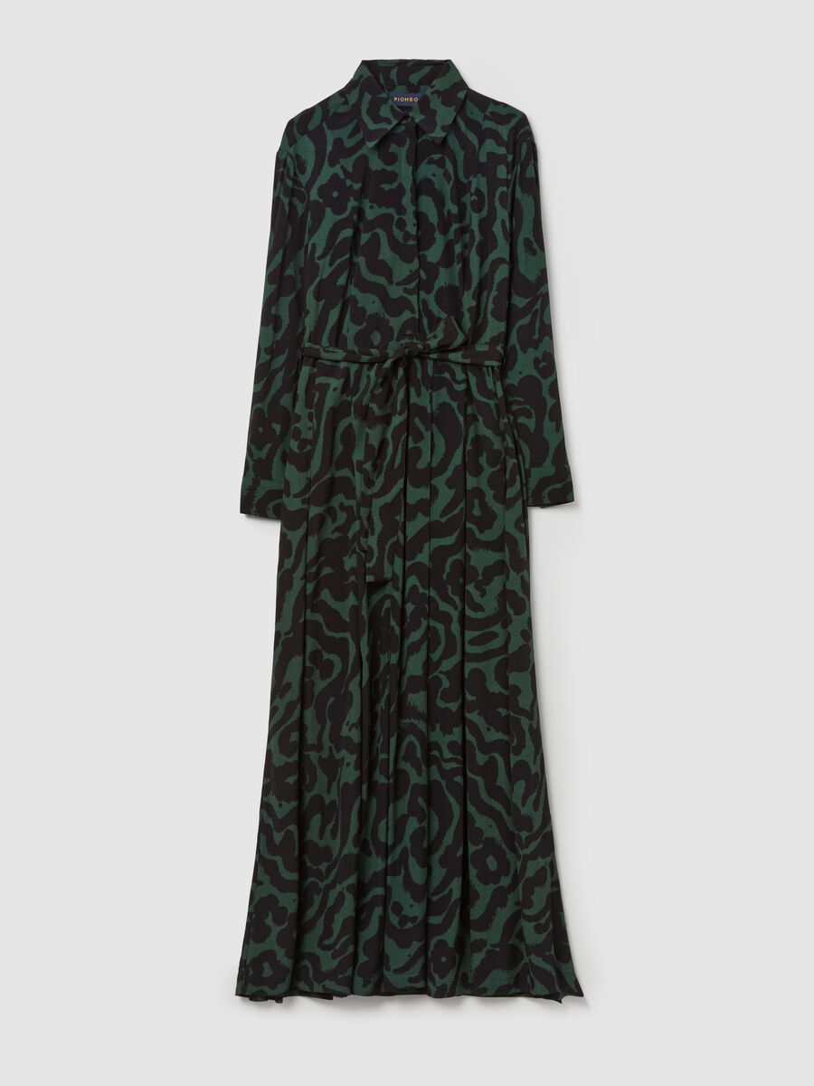 Long shirt dress with belt and print_4