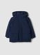 Long padded navy parka with detachable hood, oversized fit_0