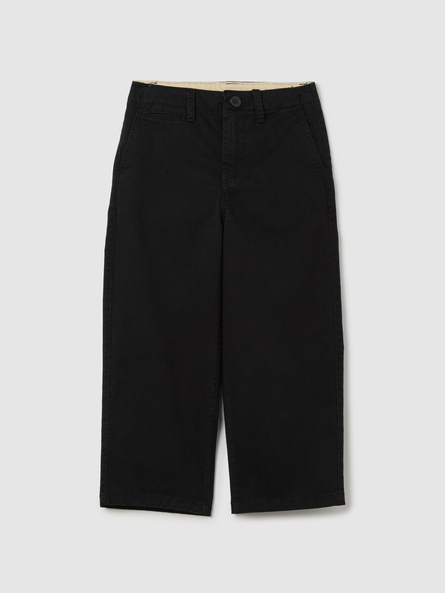 Black trousers in stretch cotton_0