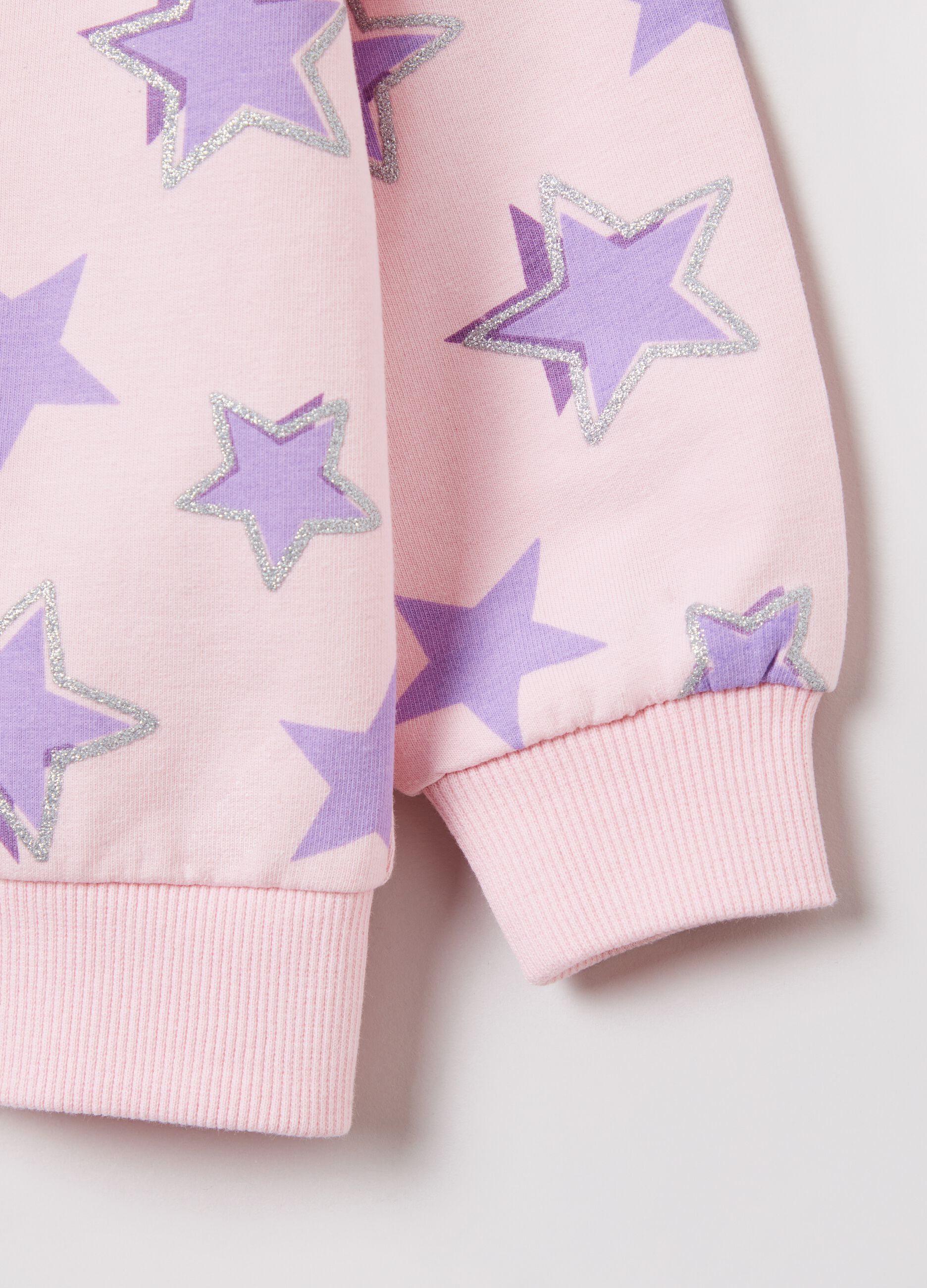 Full-zip con cappuccio e stampa glitterata_2