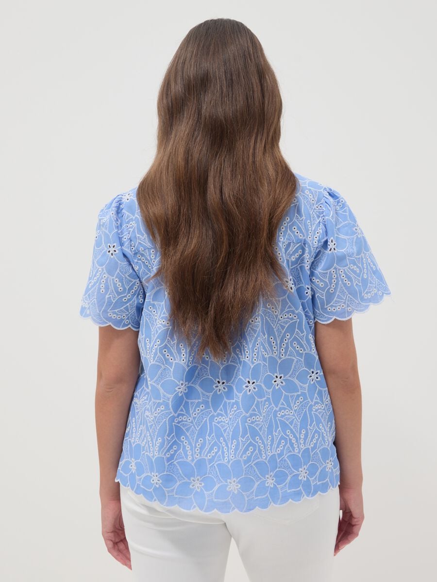 Sky-blue pure cotton broderie anglaise blouse_3