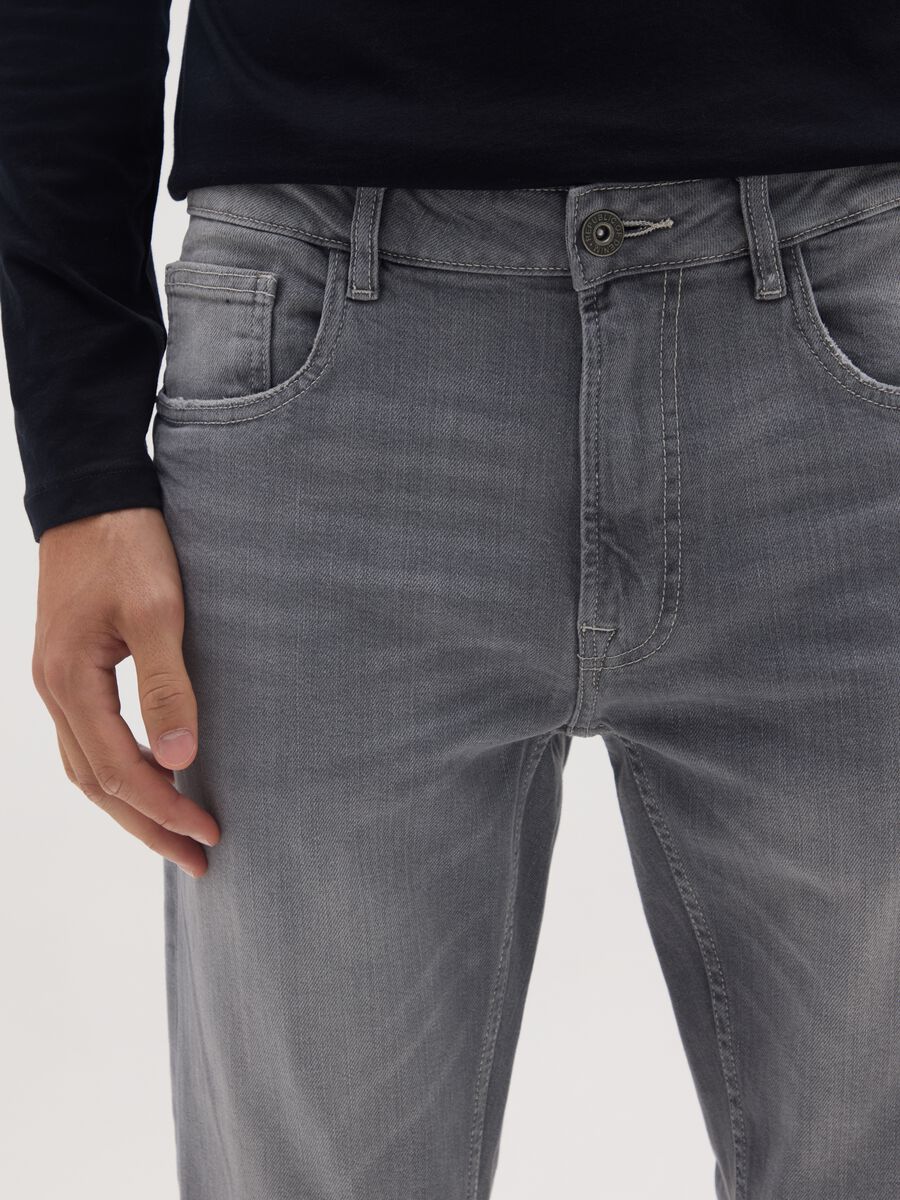 Jeans denim in cotone grigi slim fit_3