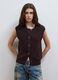 Brown pure cotton knitted vest with crew neck, regular fit_1