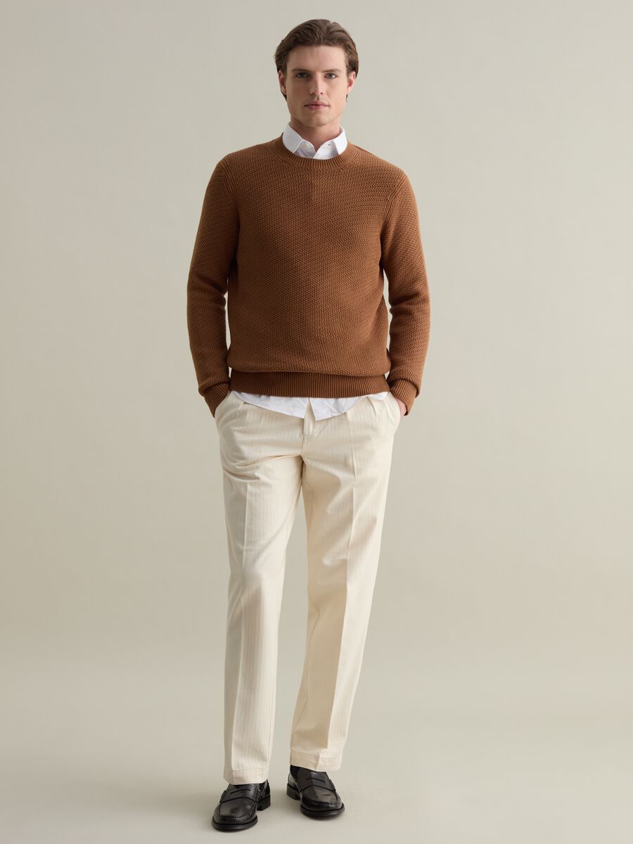 Cotton pullover with weave_1