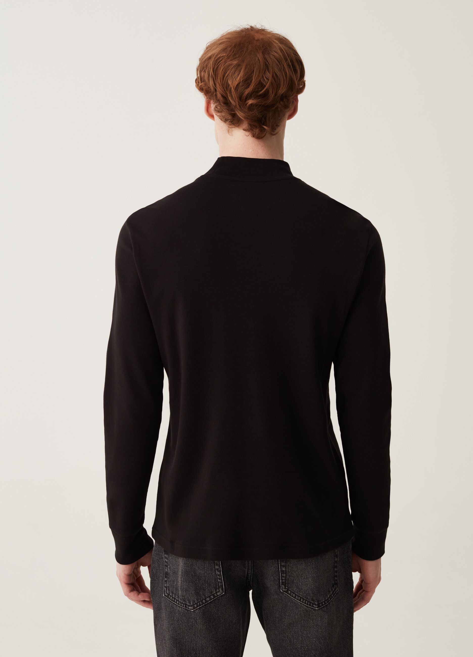 T-shirt a maniche lunghe mock neck_2