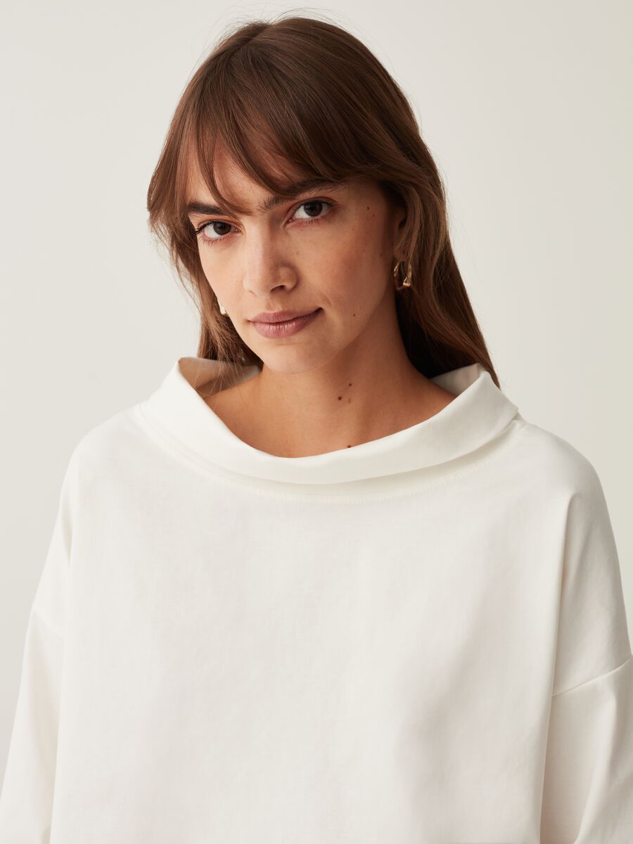 Blusa in cotone con collo risvoltato_0