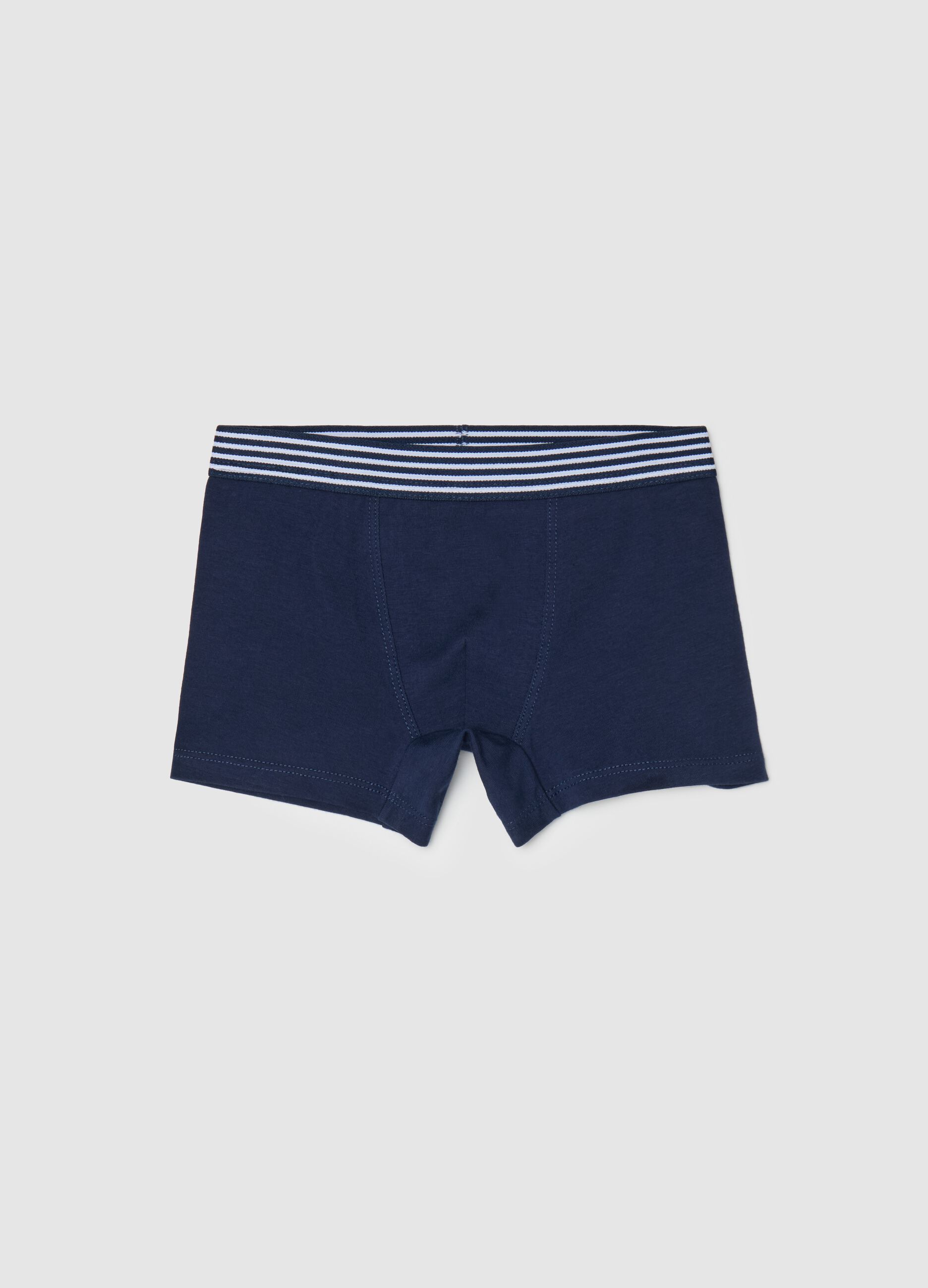 Boxer in cotone stretch con dettaglio a righe