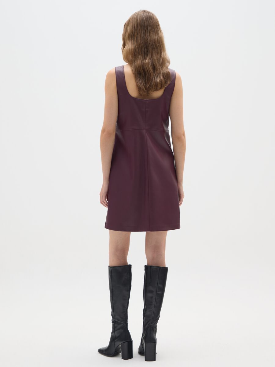 Purple varnish-effect regular fit dress with zip_2