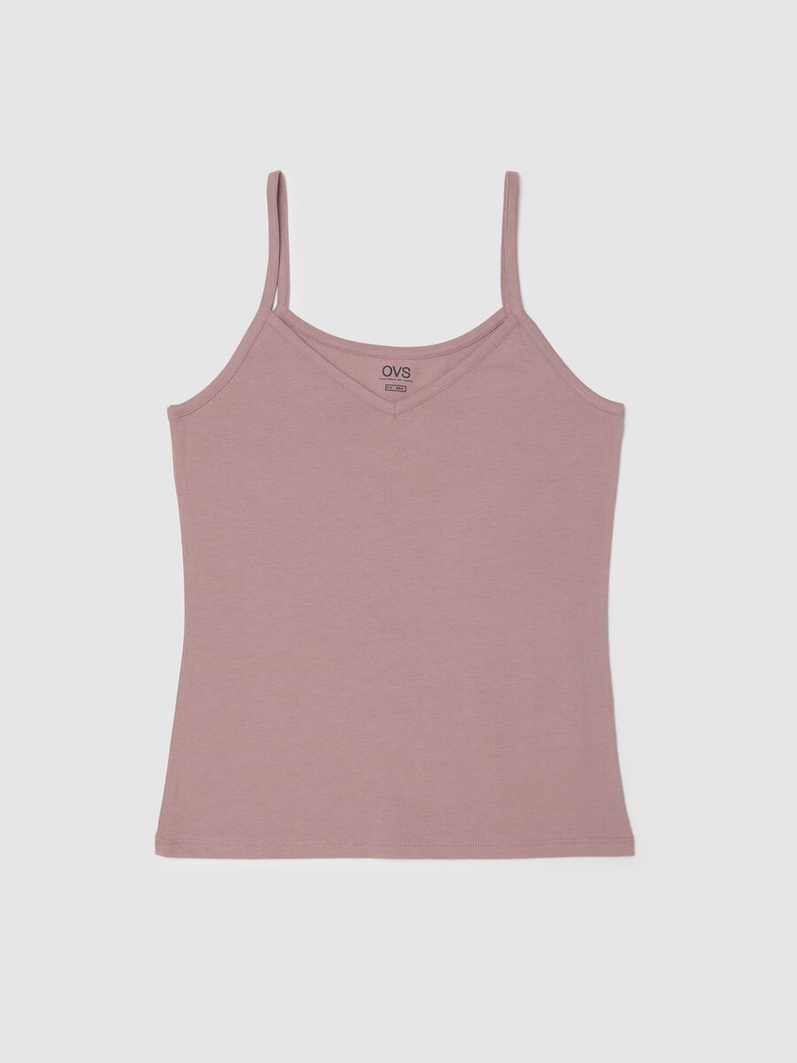 Canottiera in cotone elasticizzato rosa regular fit deep V_4