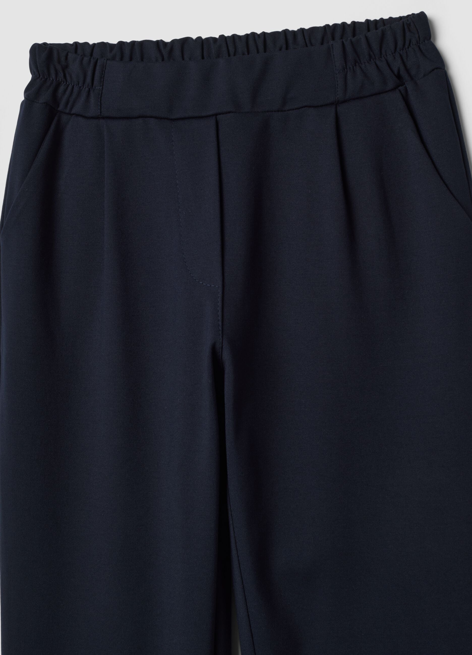 Navy blue stretch viscose regular-fit trousers