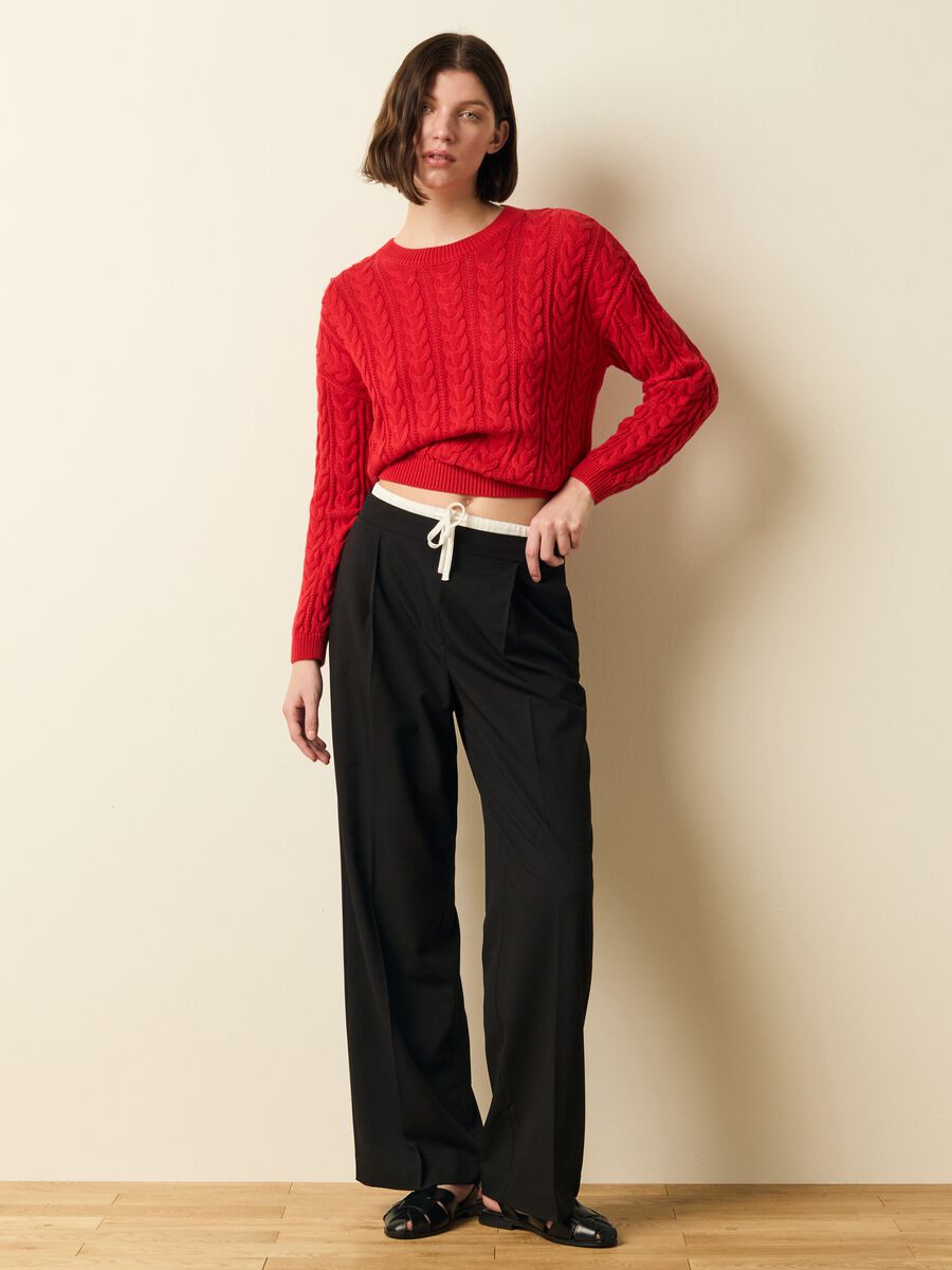 Cable-knit pullover with round neck_0