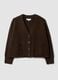 Brown stretch-wool cardigan with deep V-neck_0